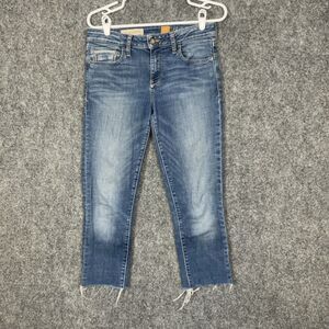 Pilcro Anthropologie Jeans Womens Size 27 Blue Cropped Capri Raw Hem